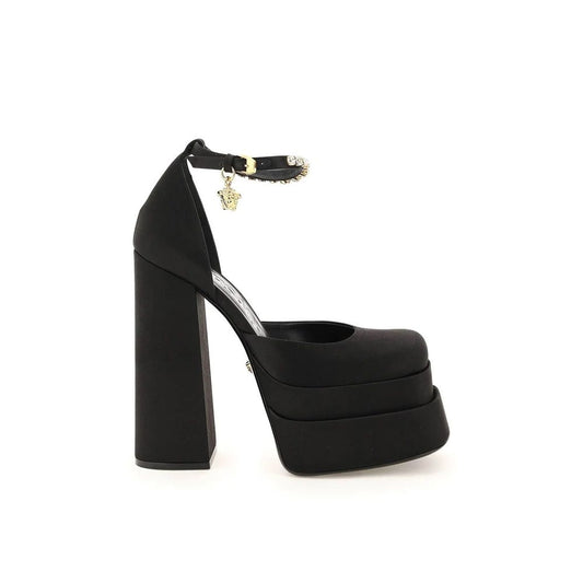 Black Silk Platform Pumps