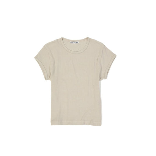 Beige Cotton Sleeveles T-Shirt