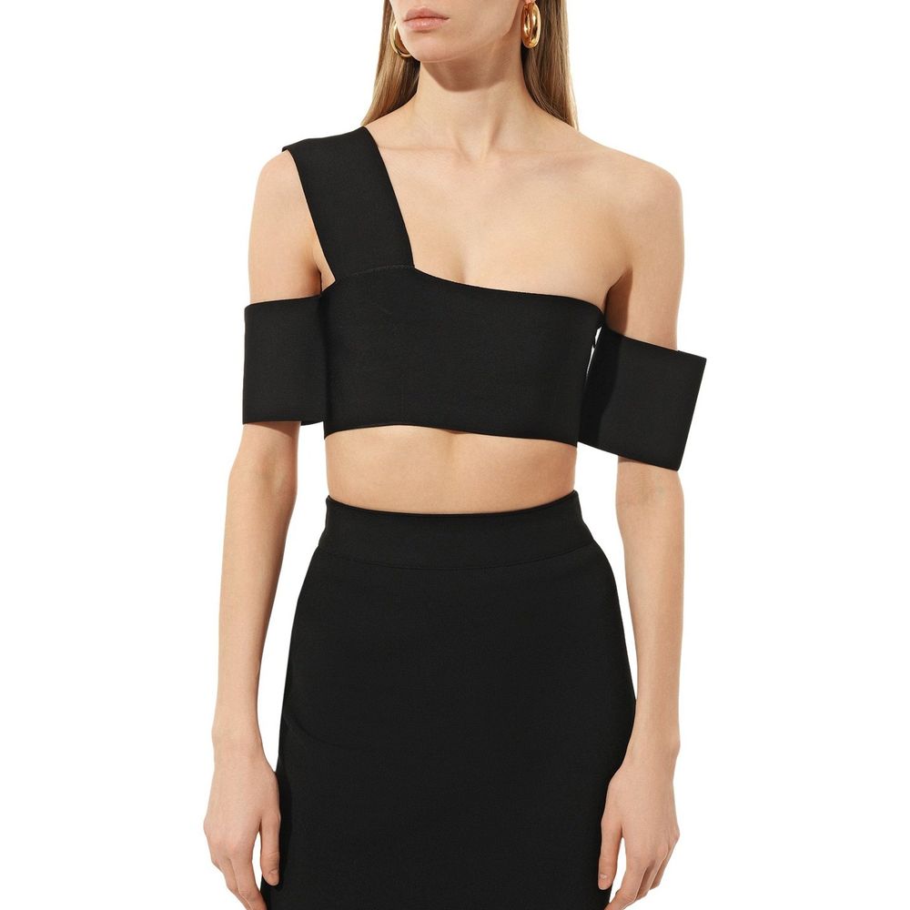 Black Elastane Tank Tops