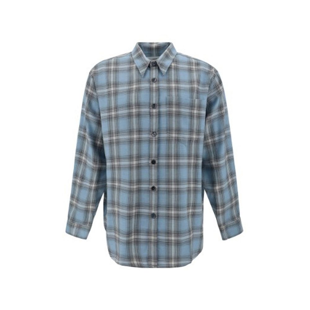Blue Virgin Wool Pattern Shirt