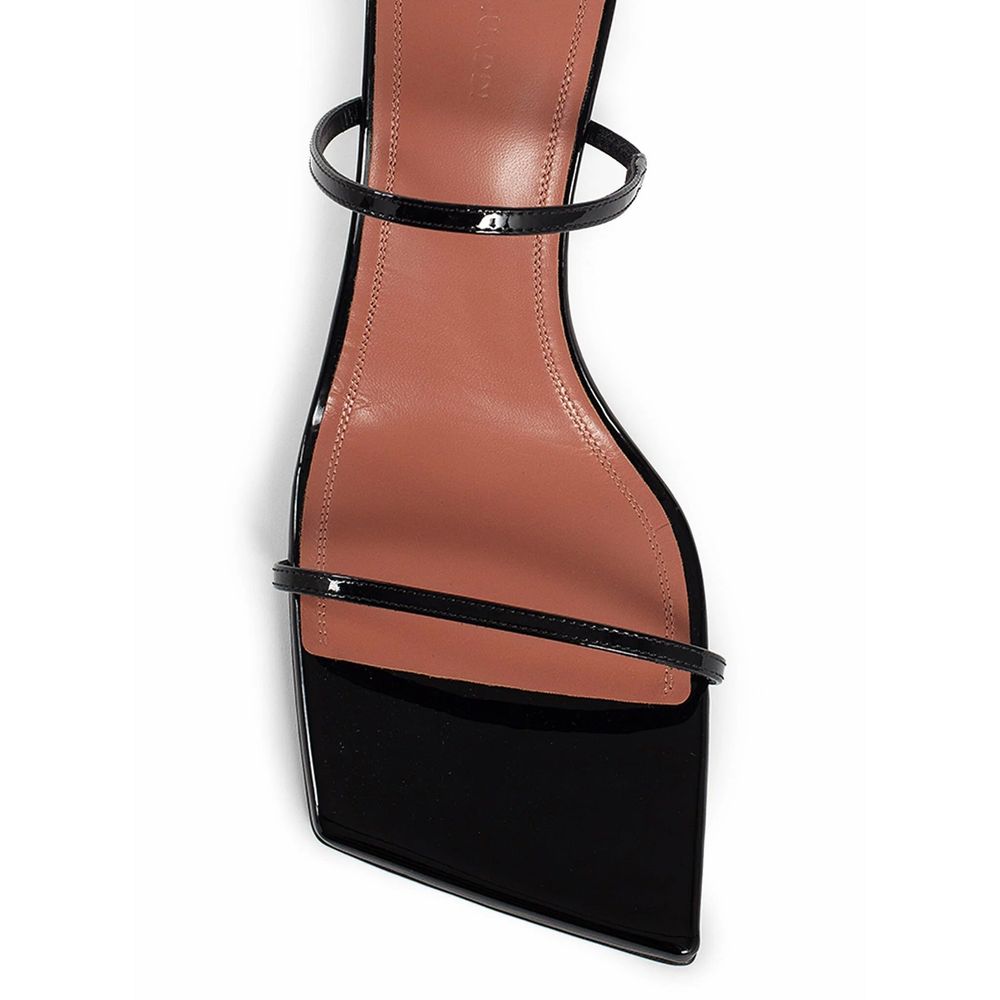 Black Calfskin Stiletto Heel Sandals