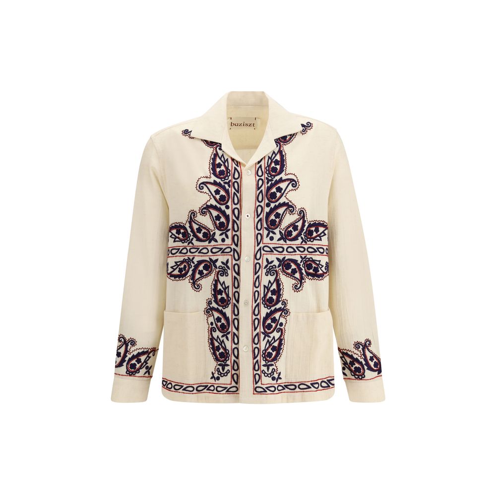 Cream Silk Pattern Shirt