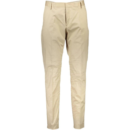 Beige Cotton Casual Pants