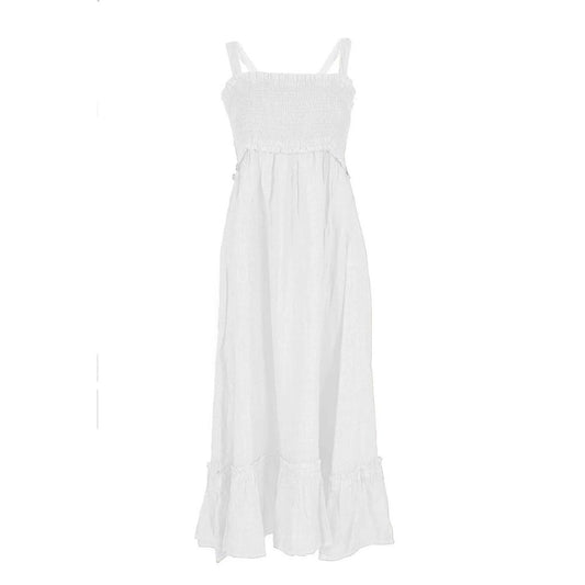 White Linen Casual Dress