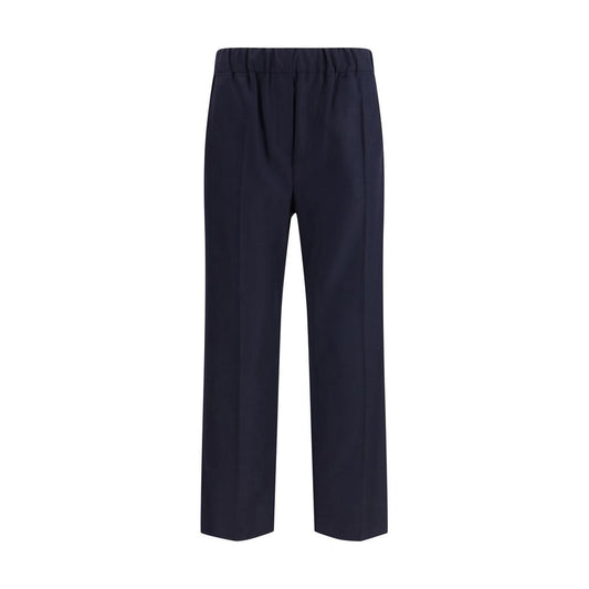 Blue Wool Casual Pants