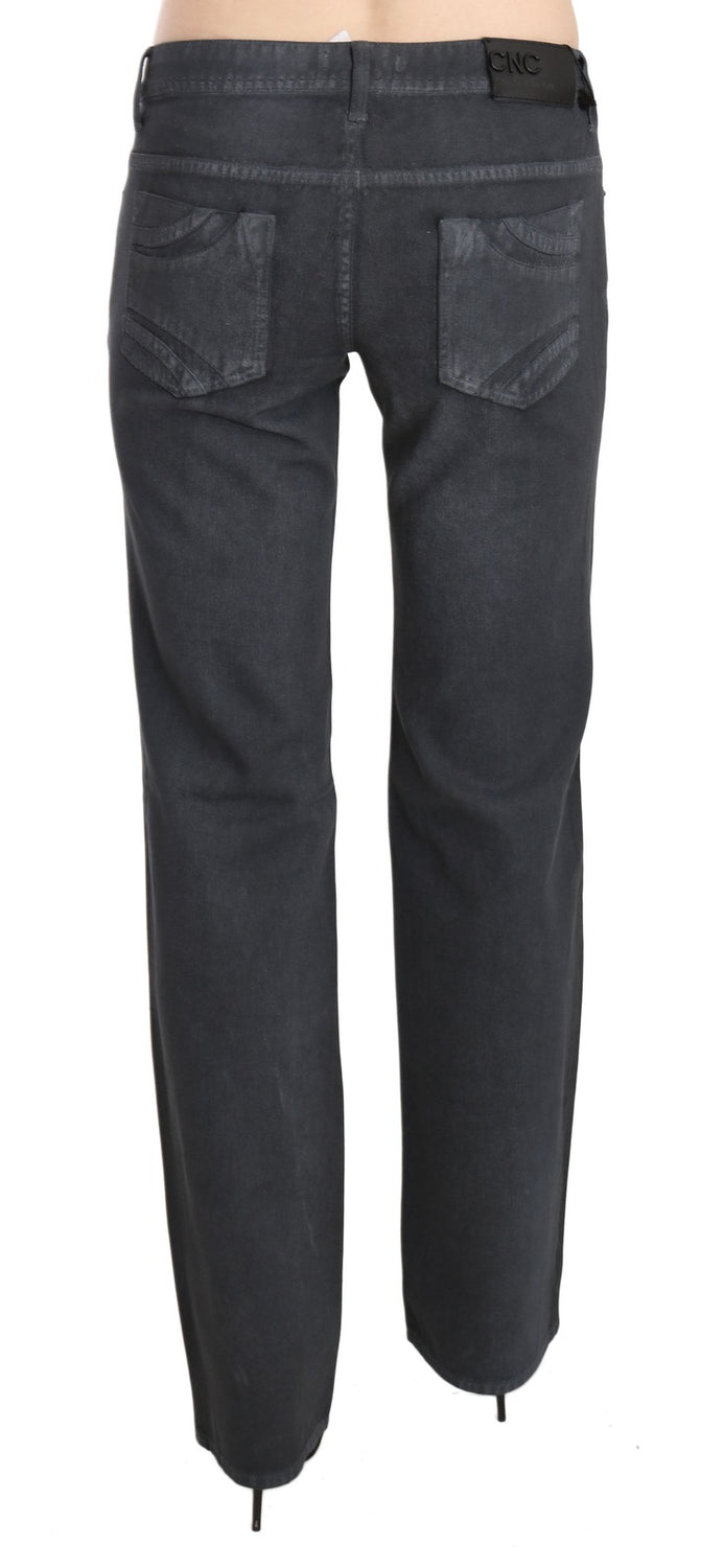 Gray Low Waist Straight Denim Pants Jeans
