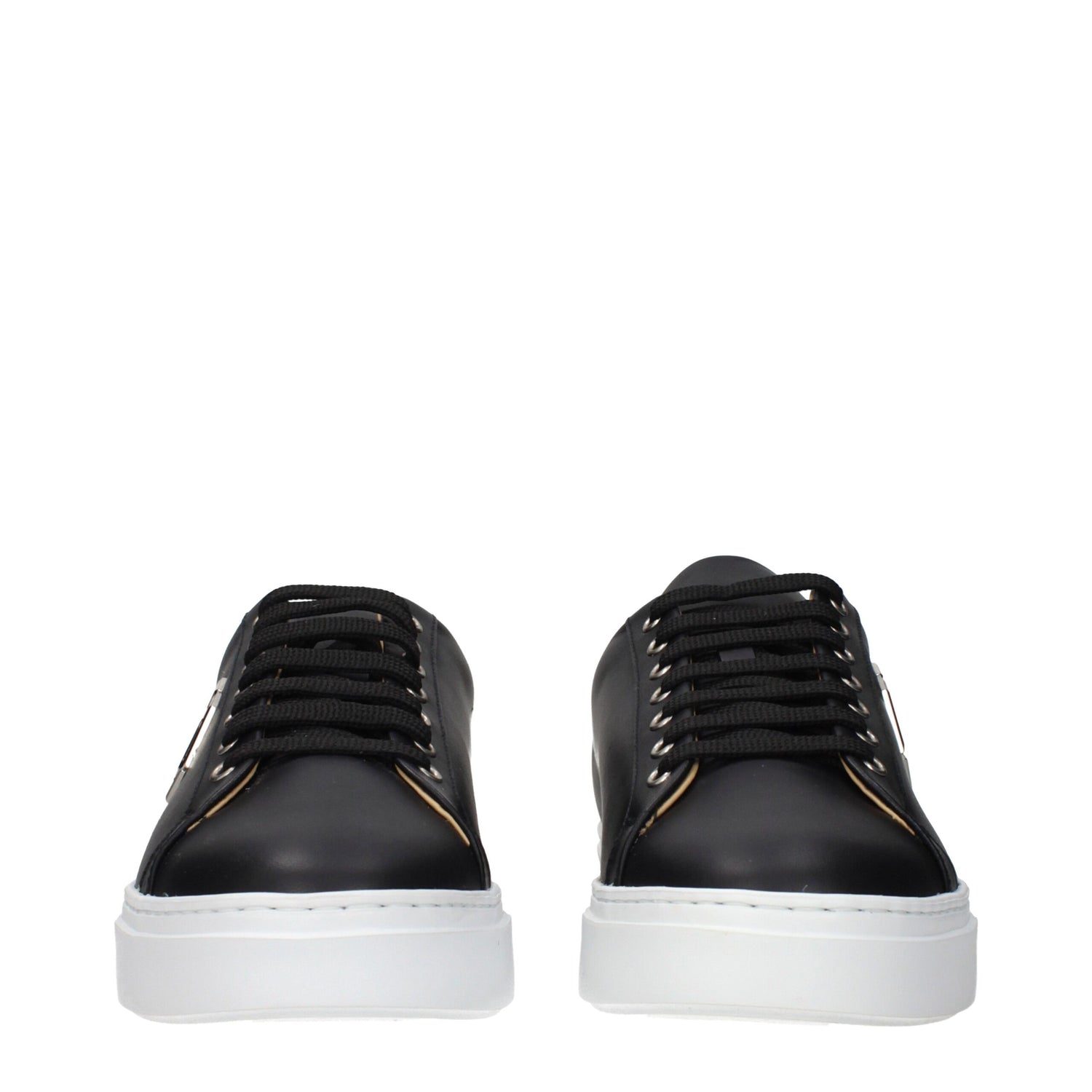 Black Leather Low Top Sneakers