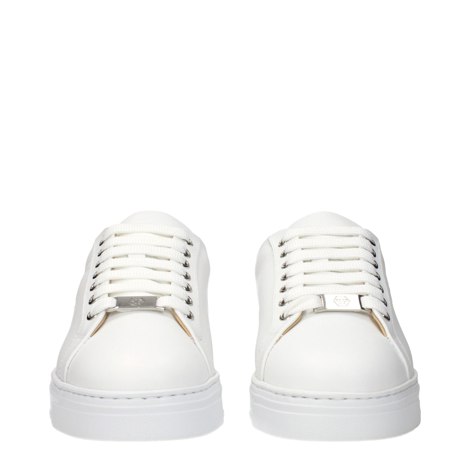 White Leather Low Top Sneakers