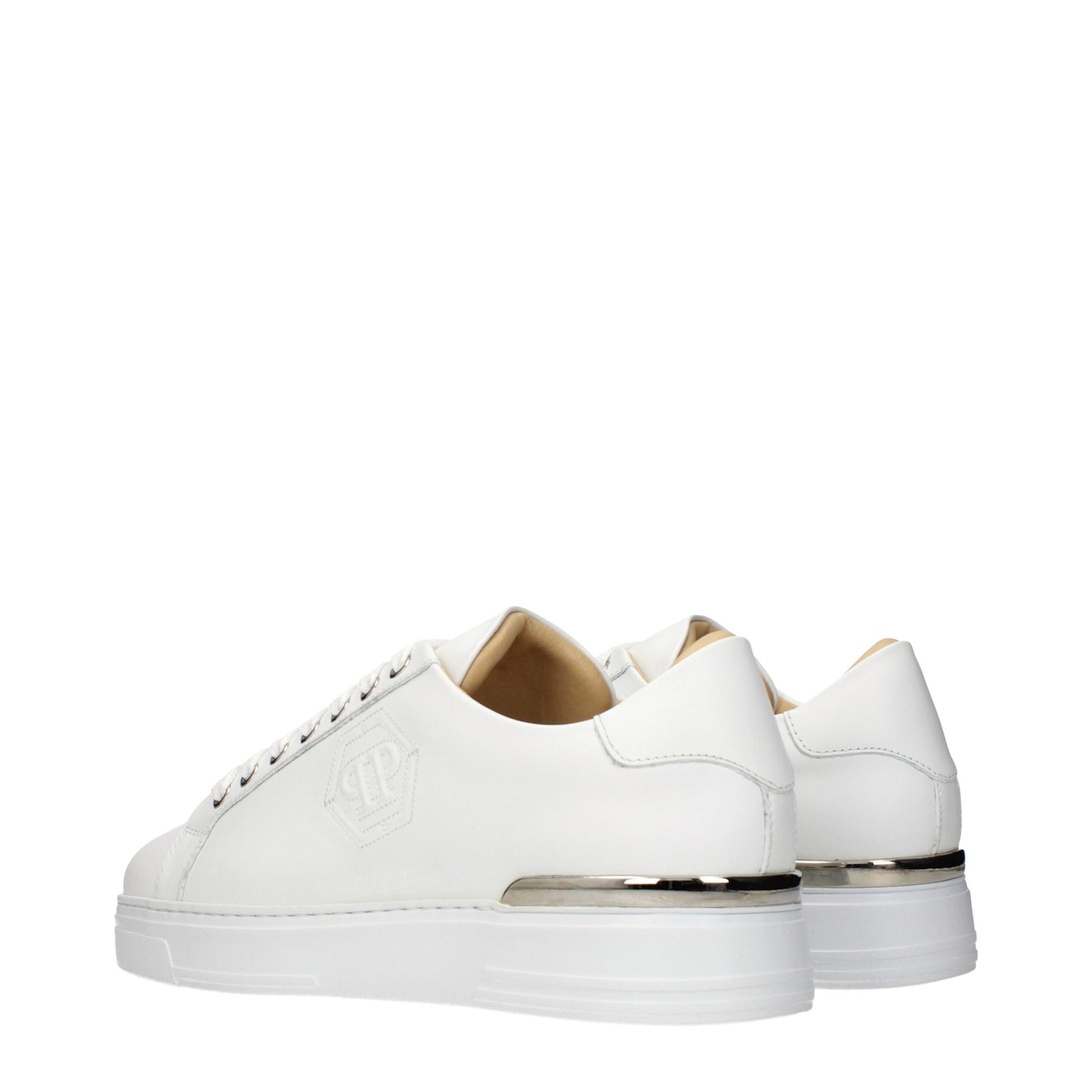 White Leather Low Top Sneakers