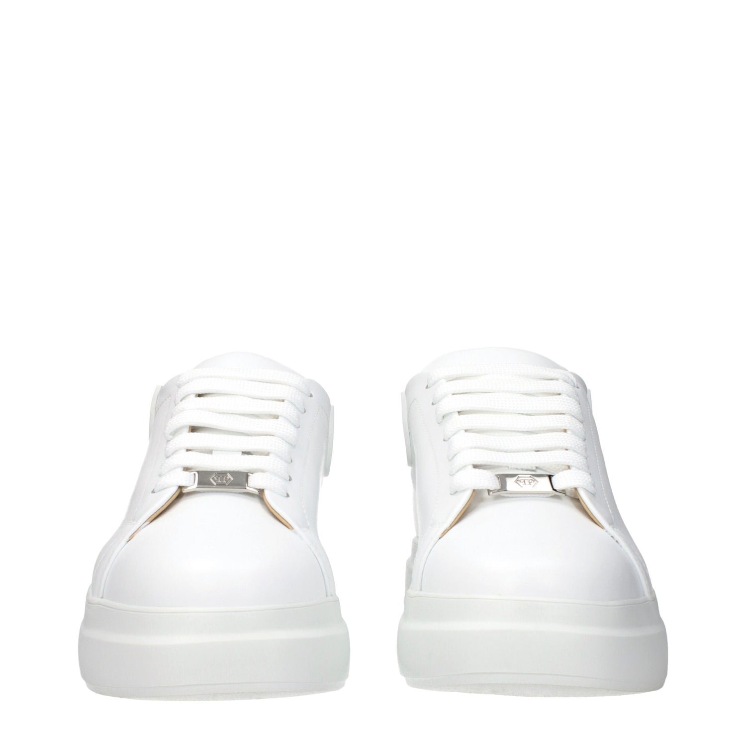 White Leather Low Top Sneakers