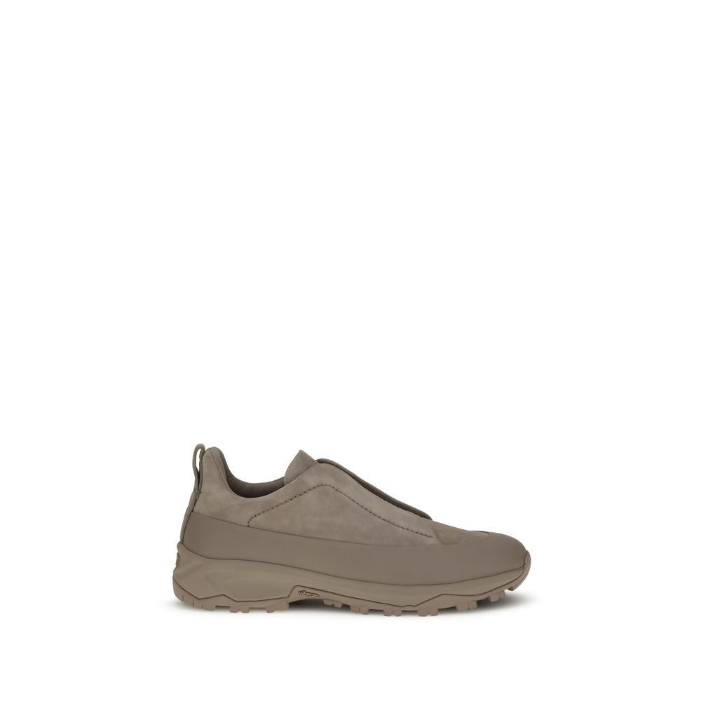 Beige Calf Leather Bos Taurus Athletic Sneakers