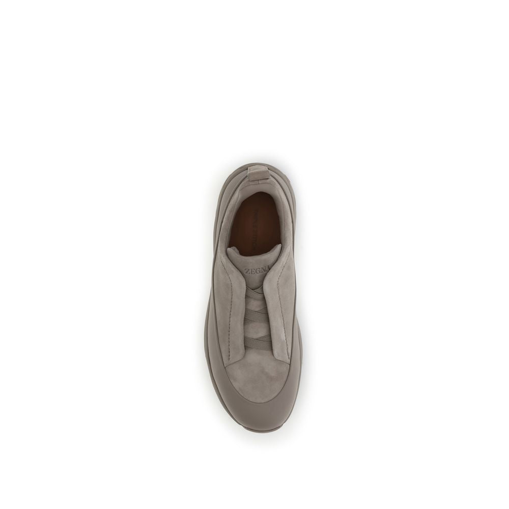 Beige Calf Leather Bos Taurus Athletic Sneakers