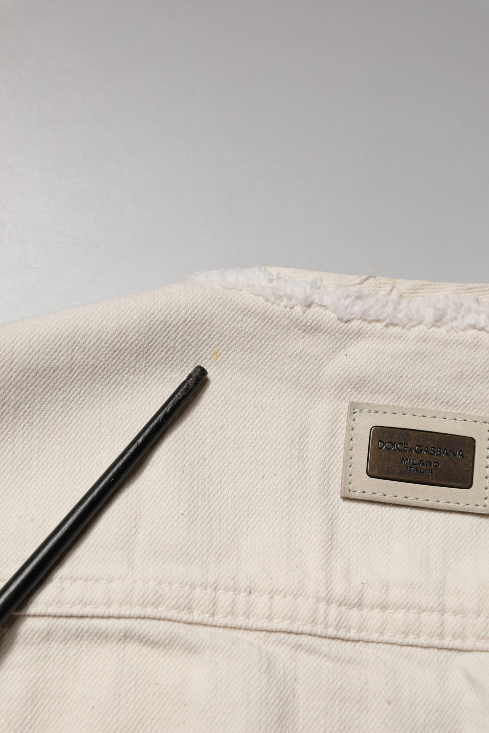 Off White Cotton Full Zip Denim Men Blouson Jacket