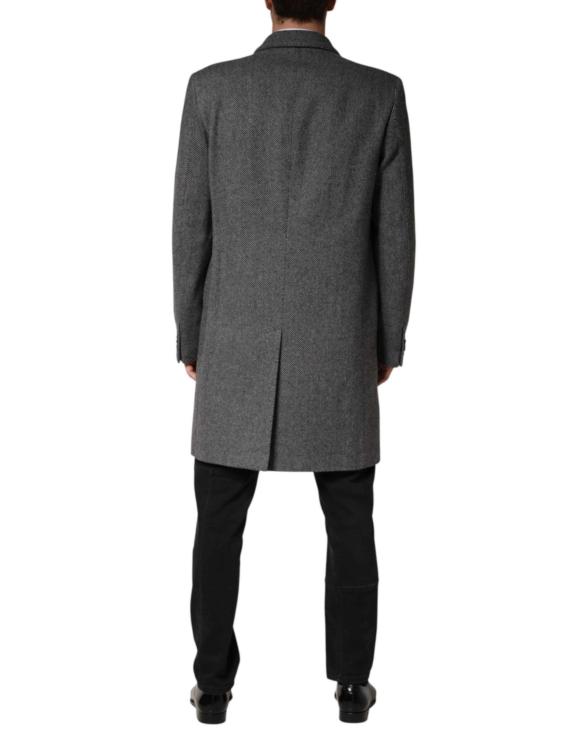 Gray Single Breasted Men Trench Coat Jacket