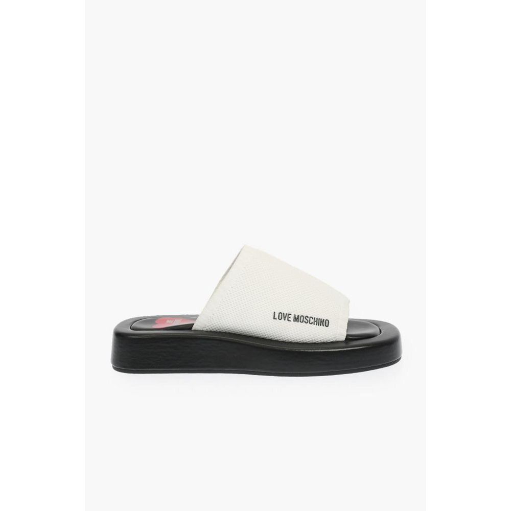 Black And White Leather Slides