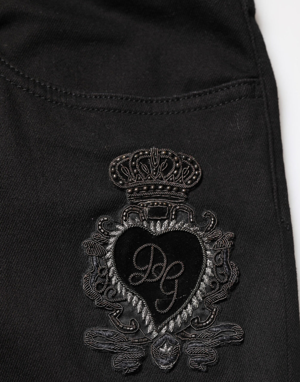 Black Sacred Heart Skinny Men Denim Jeans