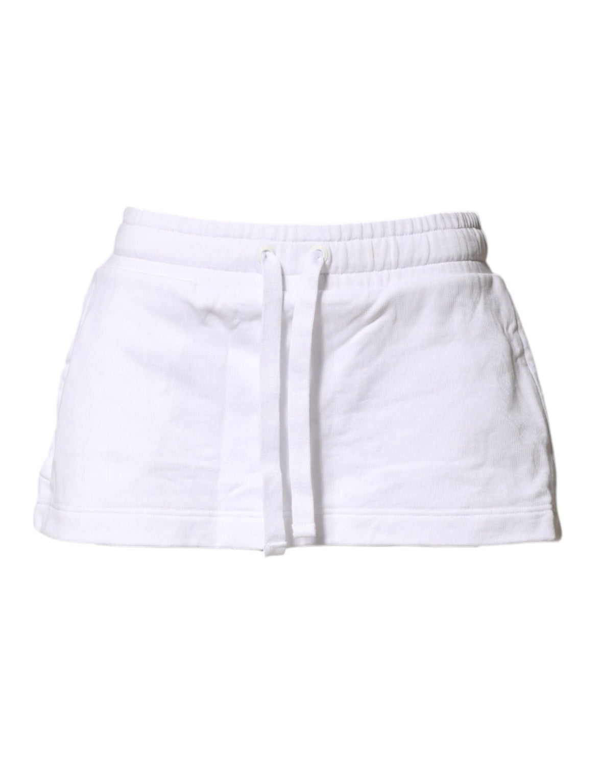 White Cotton Blend Mid Waist A-line Mini Skirt
