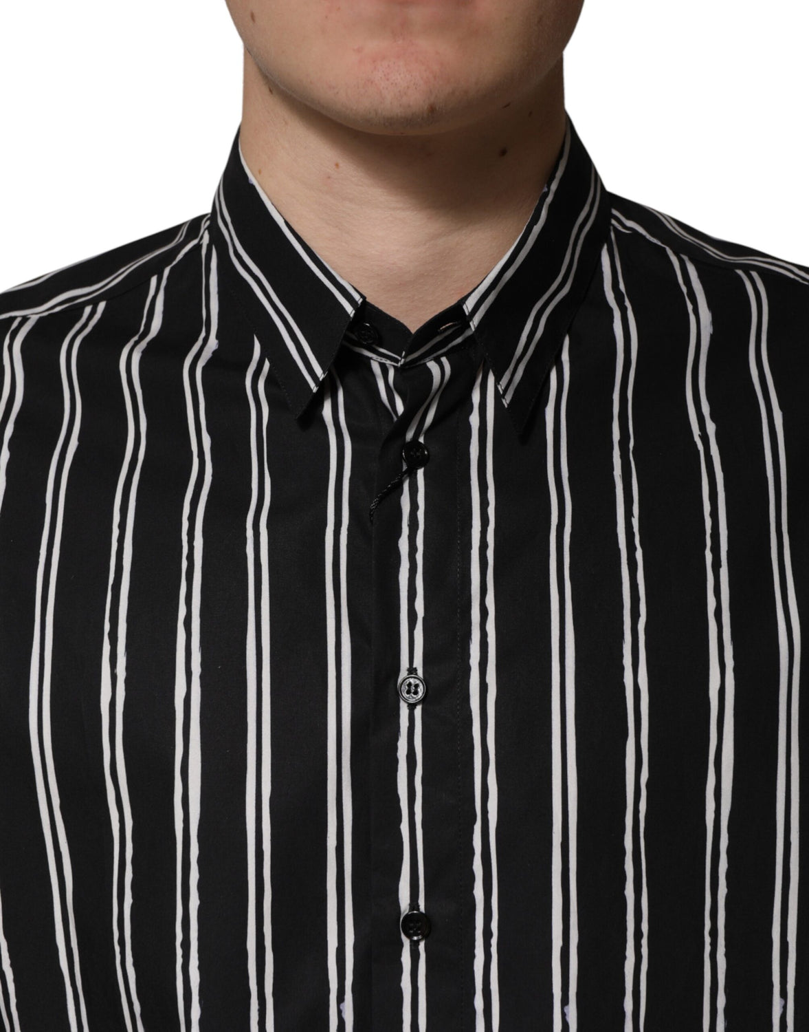 Black Stripes Cotton Men Formal Dress Shirt