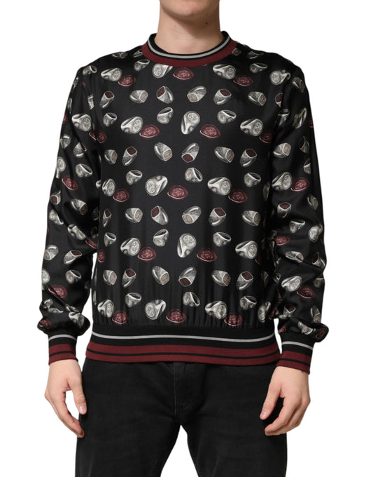 Black Ring Print CrewNeck Sweatshirt  Sweater