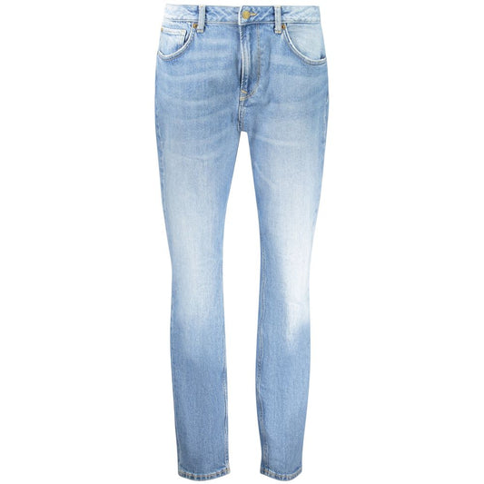 Blue Cotton Tapered Jeans