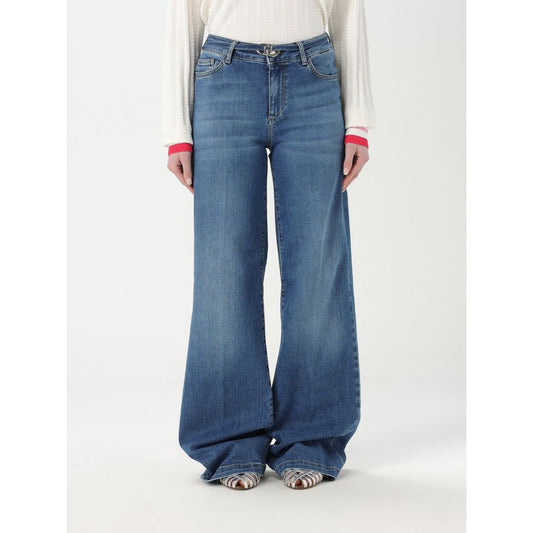 Blue Cotton Flared Jeans