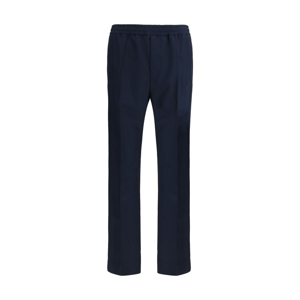 Blue Polyester Casual Pants