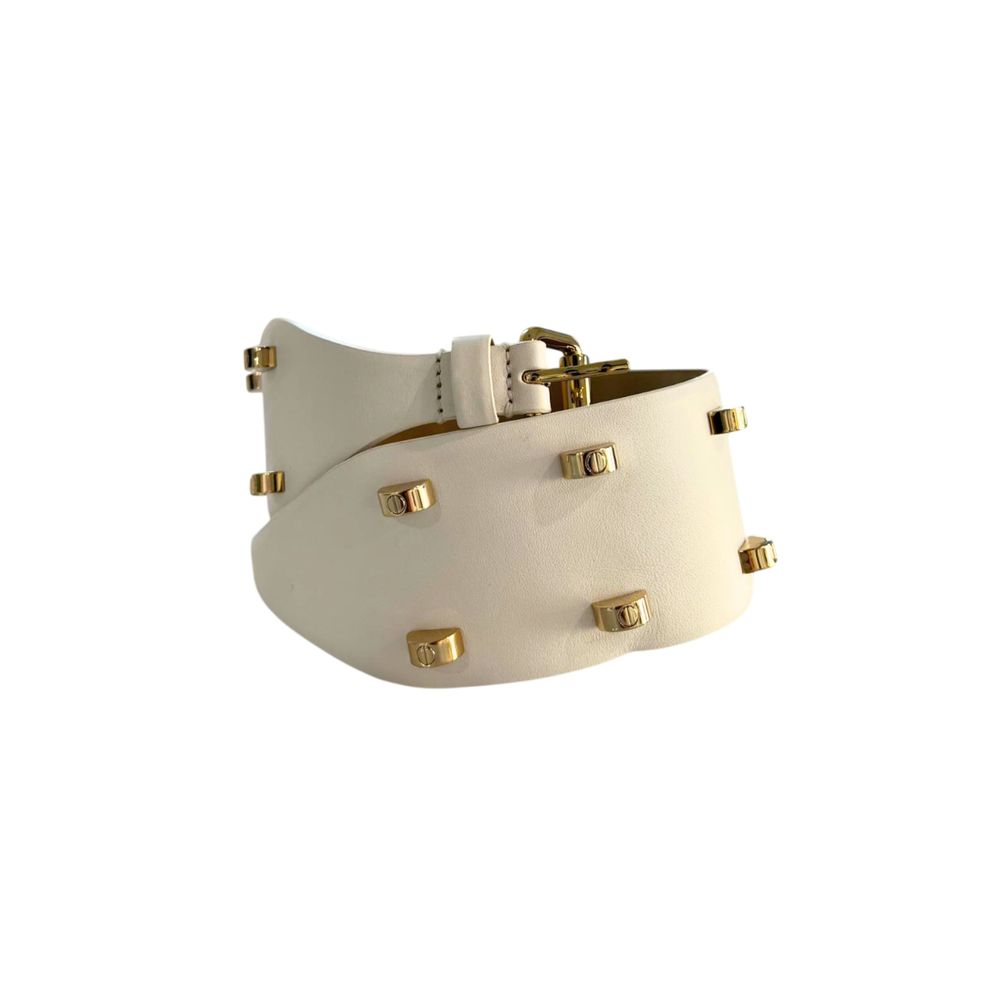 White Genuine Leather Women Belt