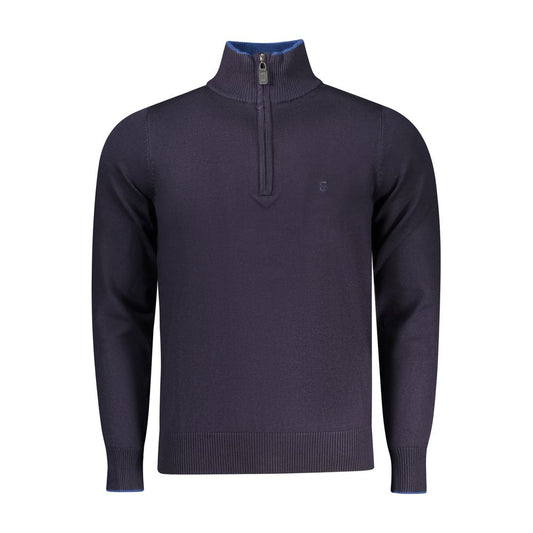 Blue Viscose Men Sweater