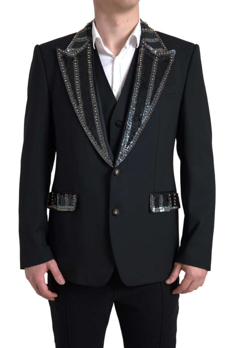 Black Wool Two-Piece Suit