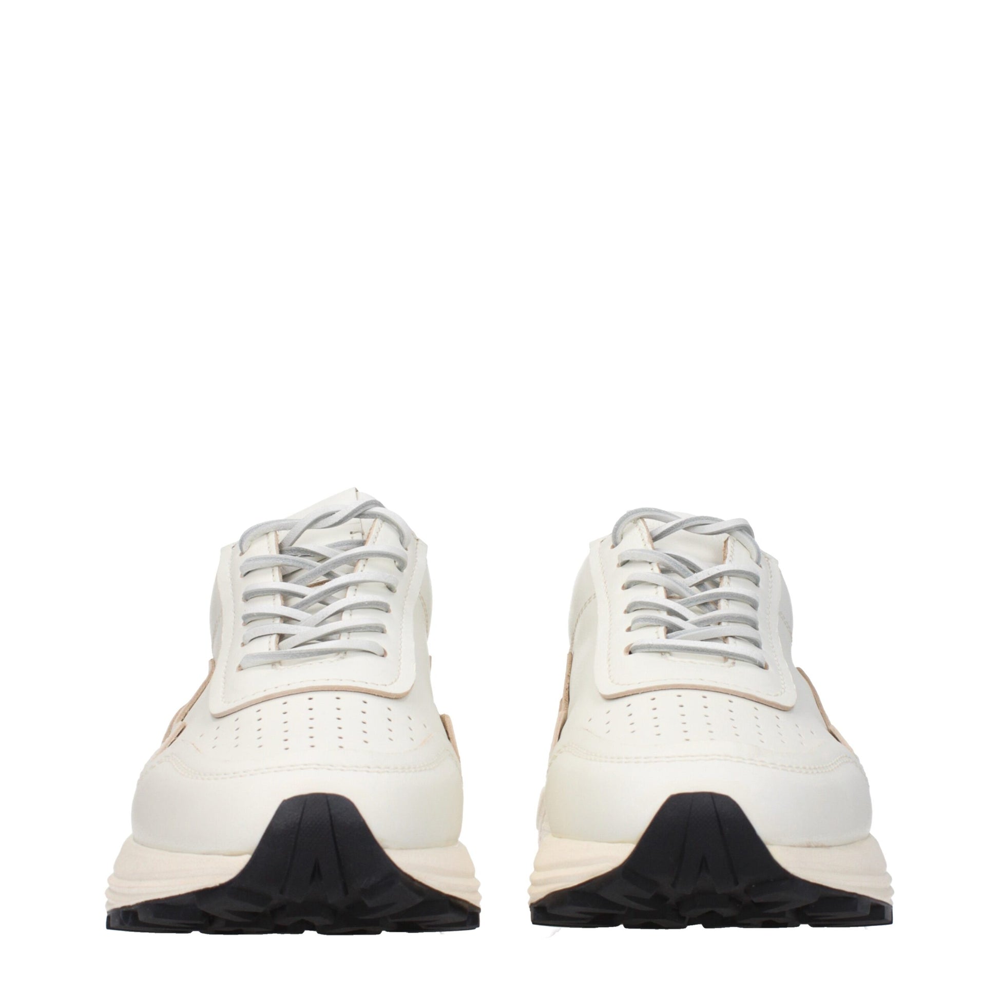 White Leather Low Top Sneakers