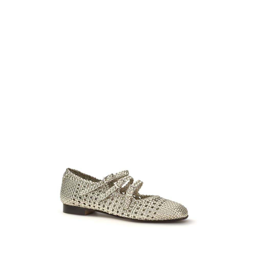Silver Calf Leather Bos Taurus Ballet Flats