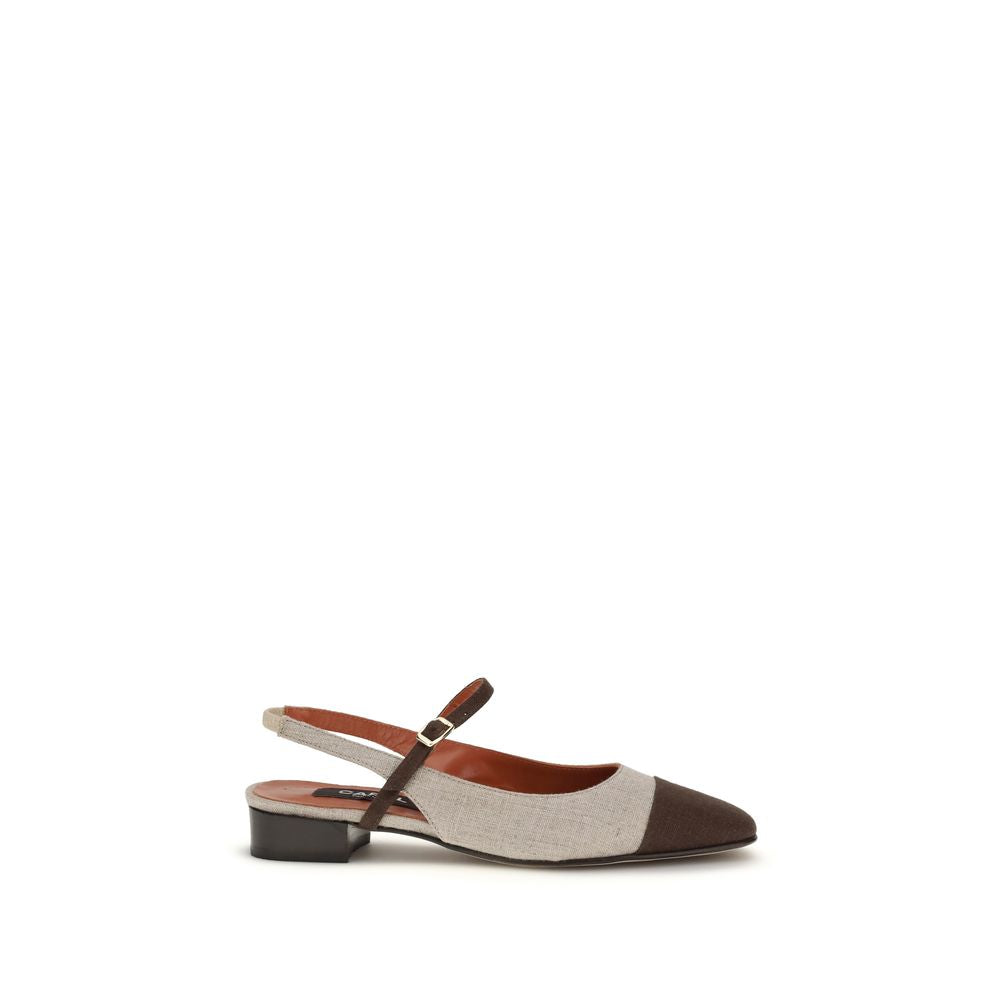 Beige Cotton Ballet Flats