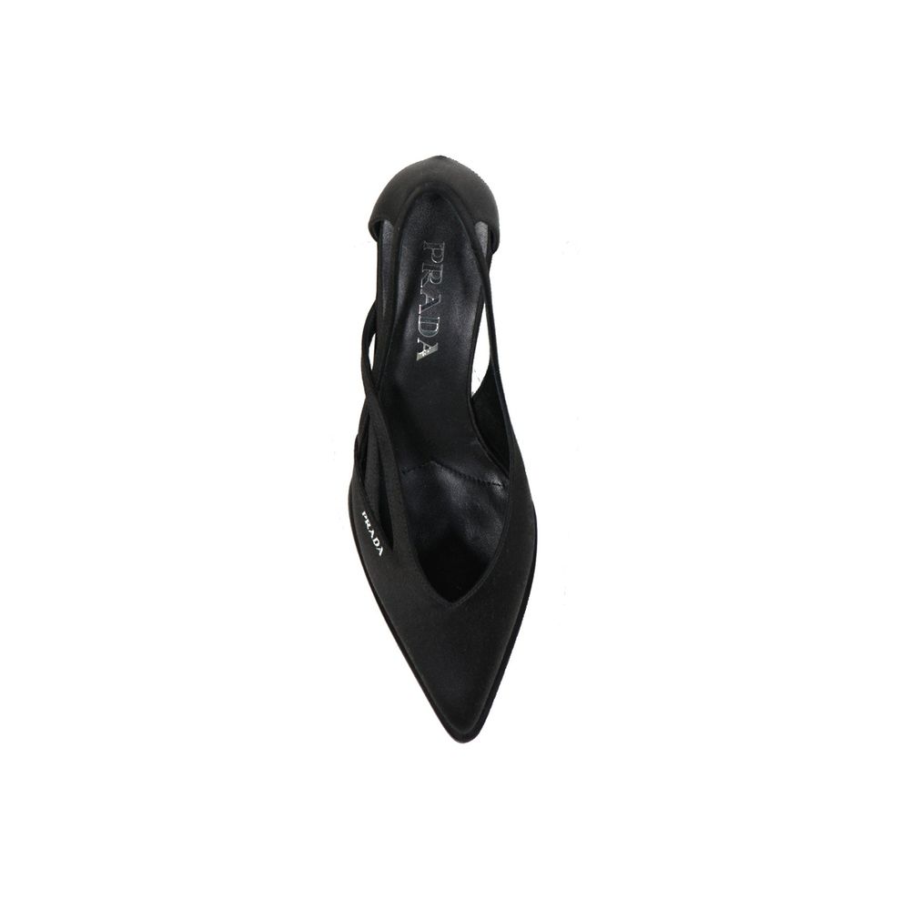 Black Silk Mid Heel Pumps