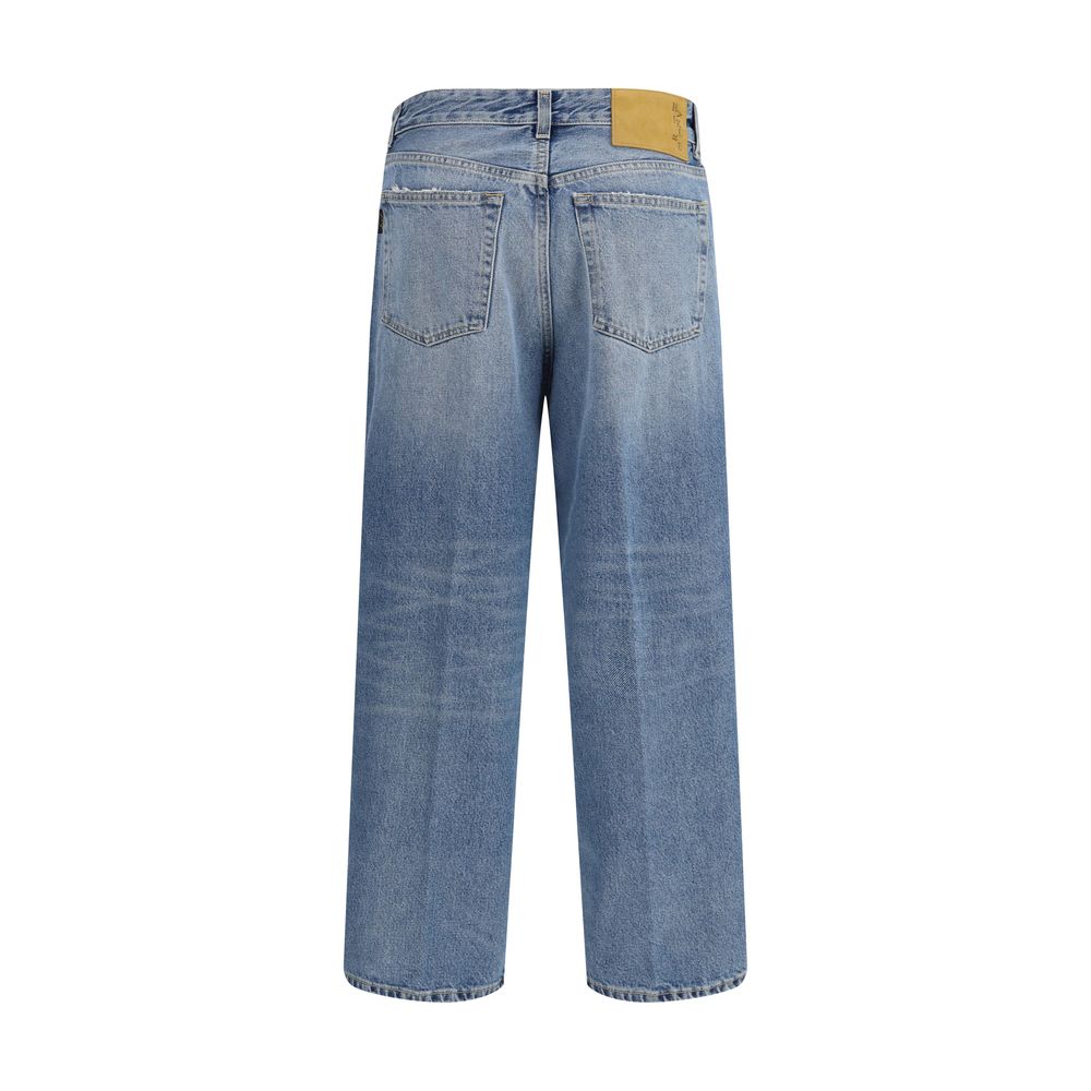 Blue Cotton Boyfriend Jeans