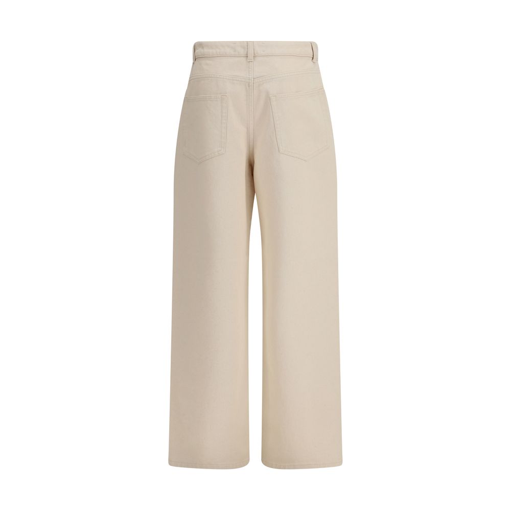 Beige Cotton Relaxed Fit Jeans
