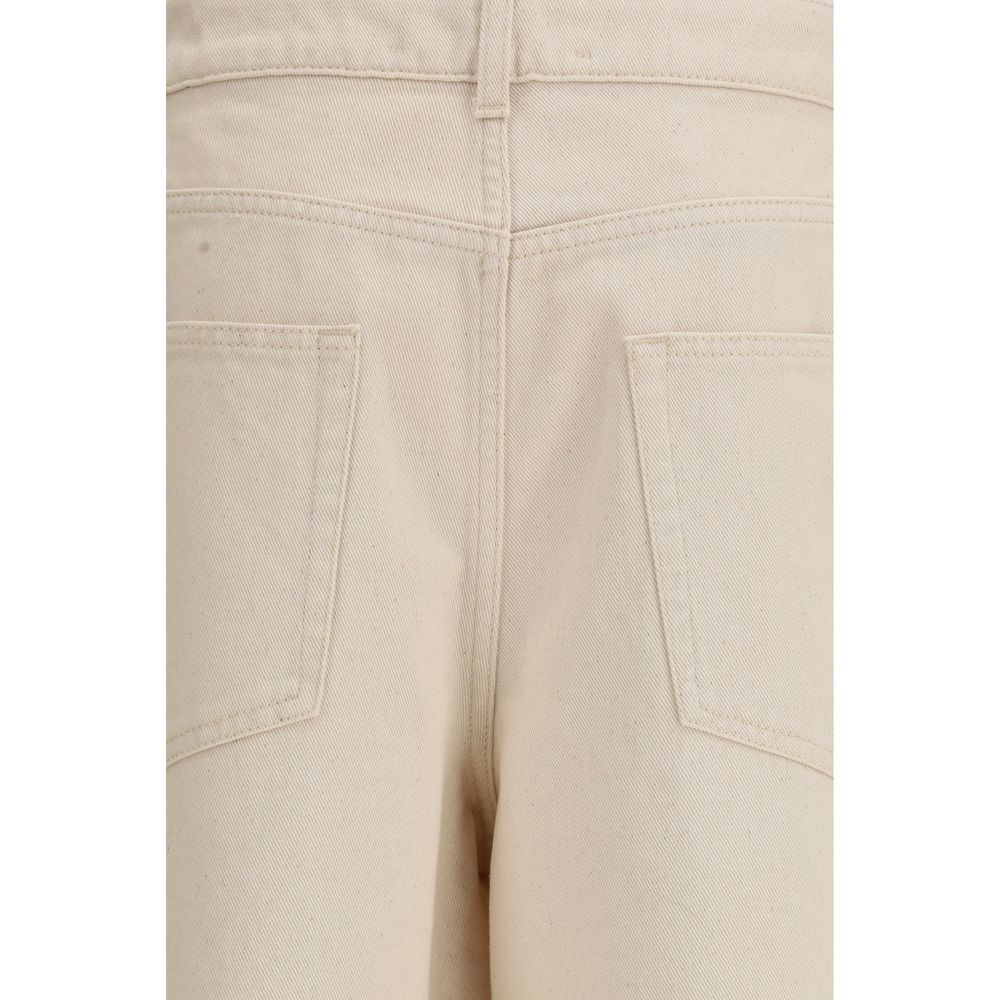 Beige Cotton Relaxed Fit Jeans