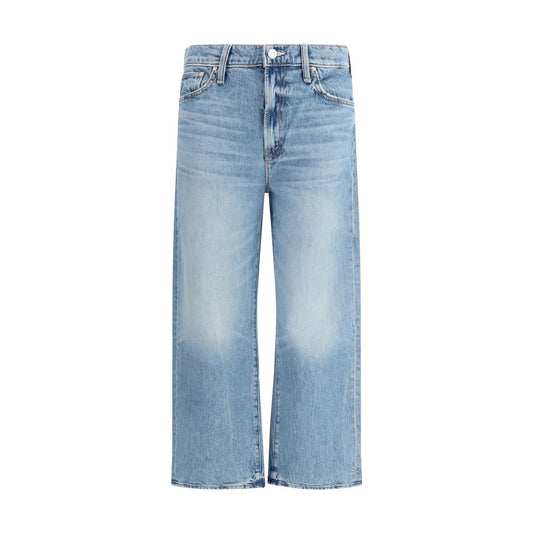 Blue Cotton Straight-Leg Jeans
