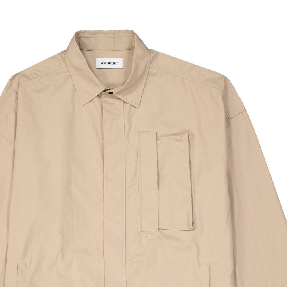 Beige Cotton Full-Length Jacket