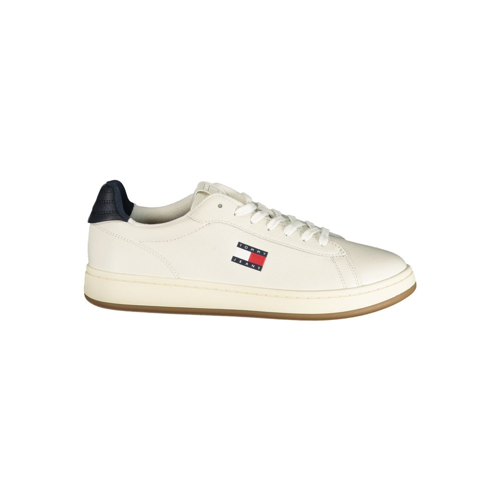 White Polyester Athletic Sneakers