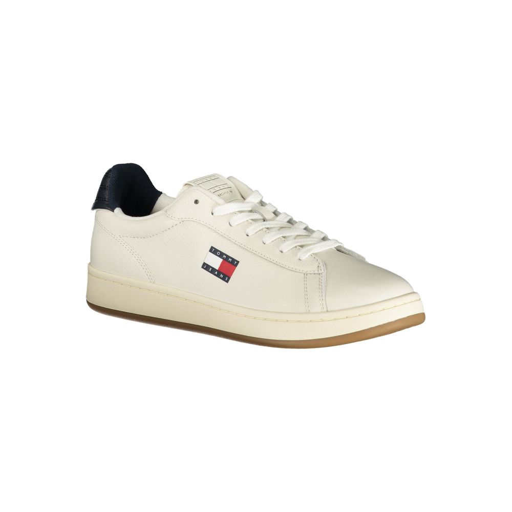 White Polyester Athletic Sneakers