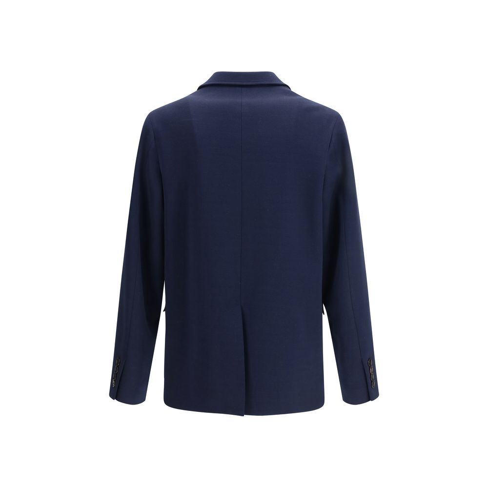 Blue Cotton Full-Length Jacket