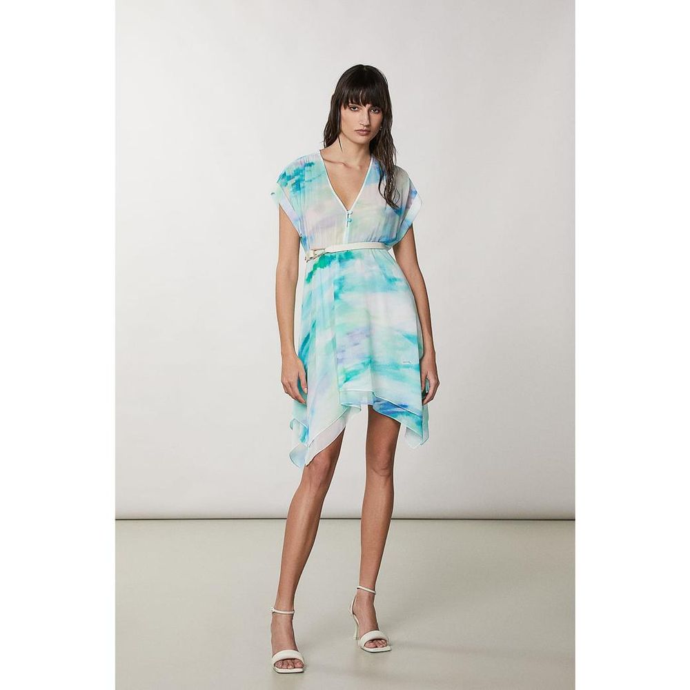 Turquoise Polyester Casual Dress