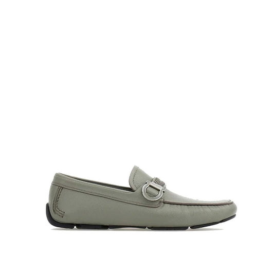 Gray Calfskin Slip-On Loafers