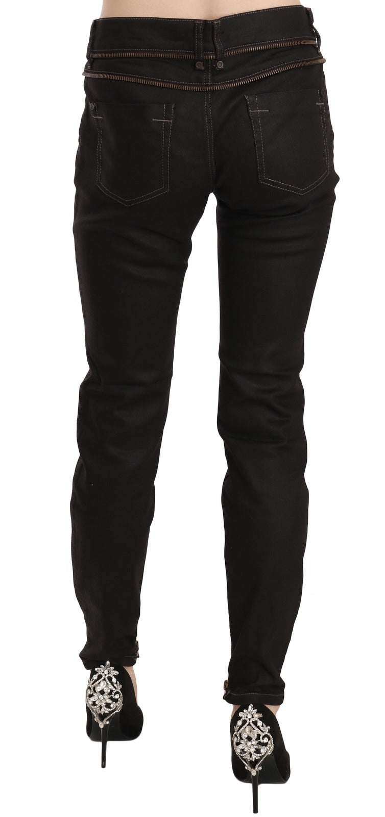 Cotton Black Mid Waist Skinny Denim Jeans