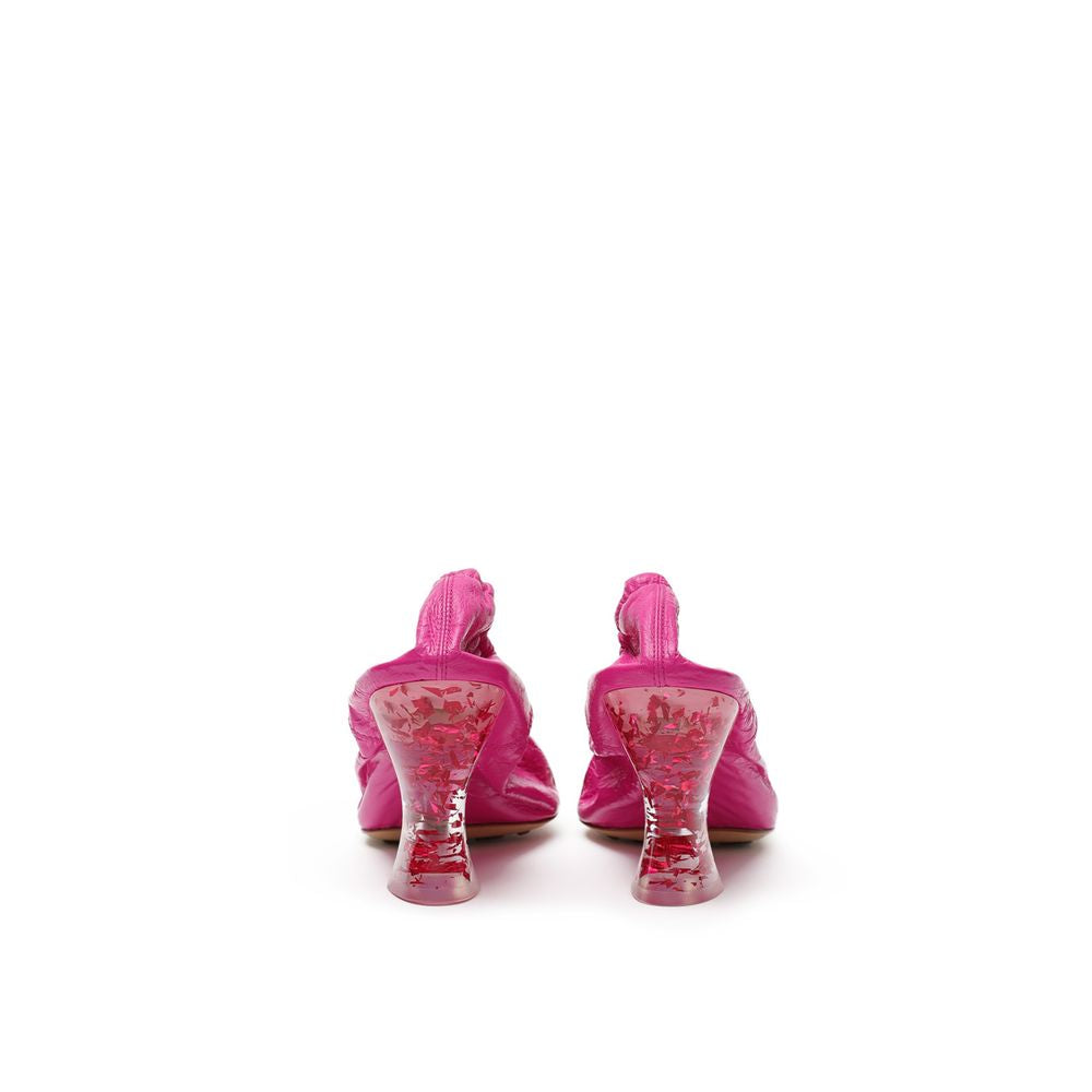 Fuchsia Leather Slippers