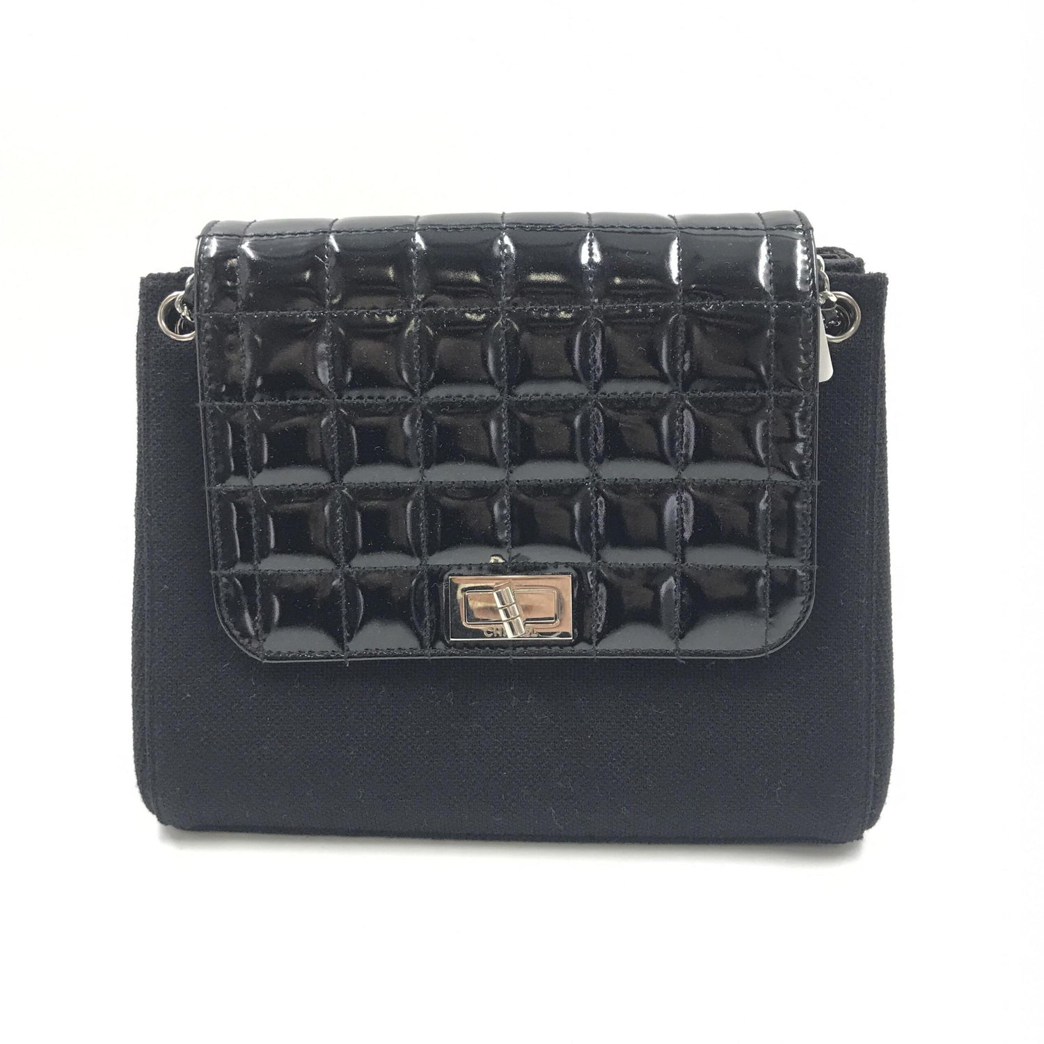 Chocolate Bar Patent Leather Shoulder Bag