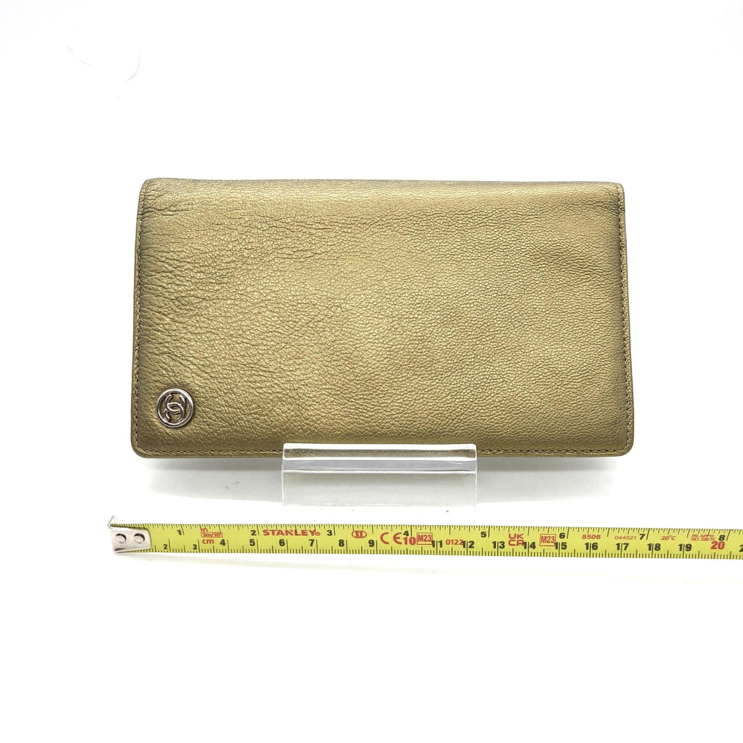 Gold Tone Caviar Leather Bifold Wallet
