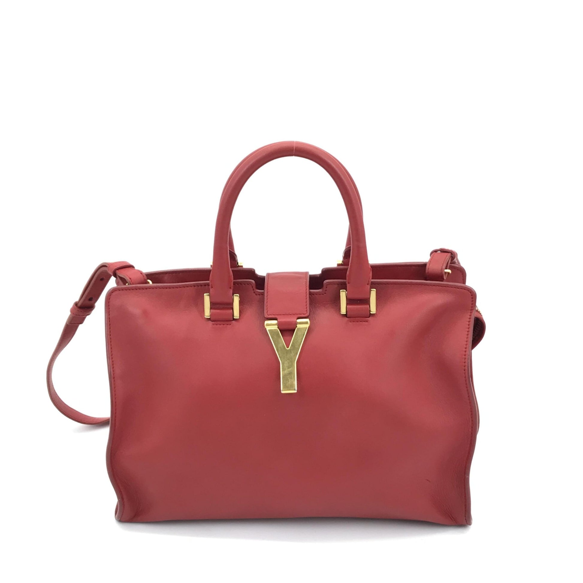 Leather Handbag With Y Logo
