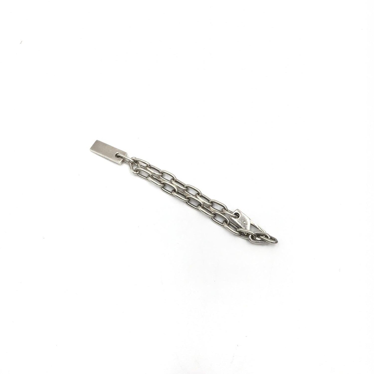 Sterling Silver Logo Plate Chain Bracelet