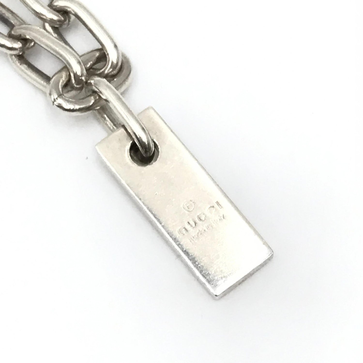 Sterling Silver Logo Plate Chain Bracelet